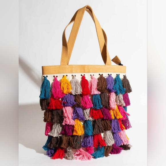 Noonday Collection Handbags - Noonday Collection Colorful La Gloria Tassle Tote Bag